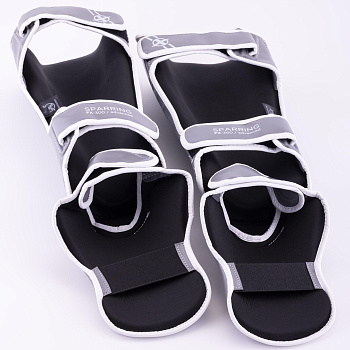 Защита голень-стопа FIGHTEXPERT Sparring (кожзаменитель, Серый)