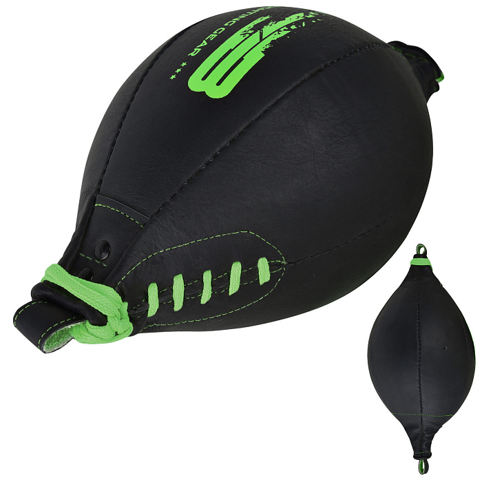 Груша на растяжках BoyBo Fire BPE450, кожа черно-зеленый