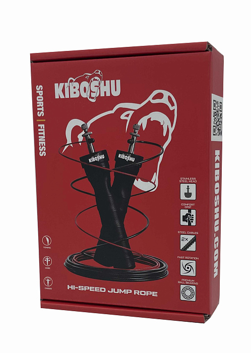 53-12 Kiboshu Скакалка Скоростная с двуя шнурами/Черный/Метал
