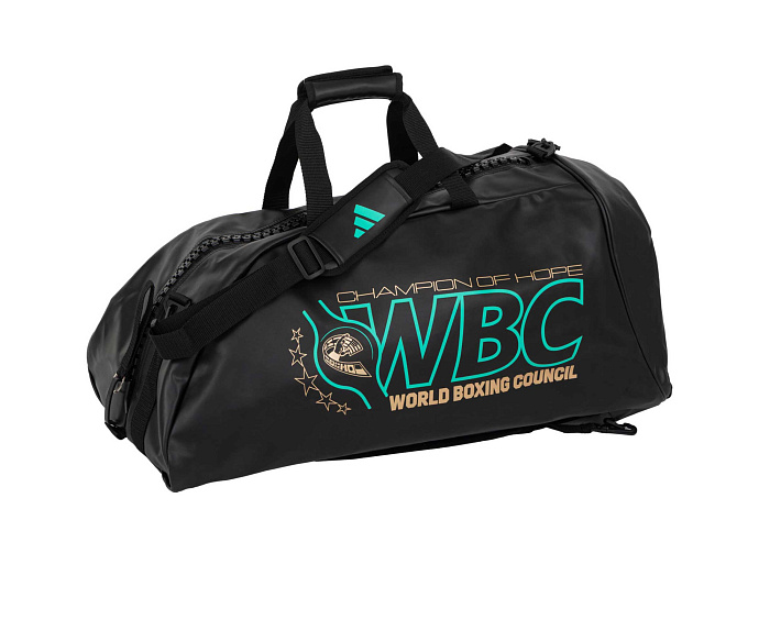 adiACC051WBC-L Сумка-рюкзак Training 2 in 1 PU Bag Boxing WBC L черно-зеленая