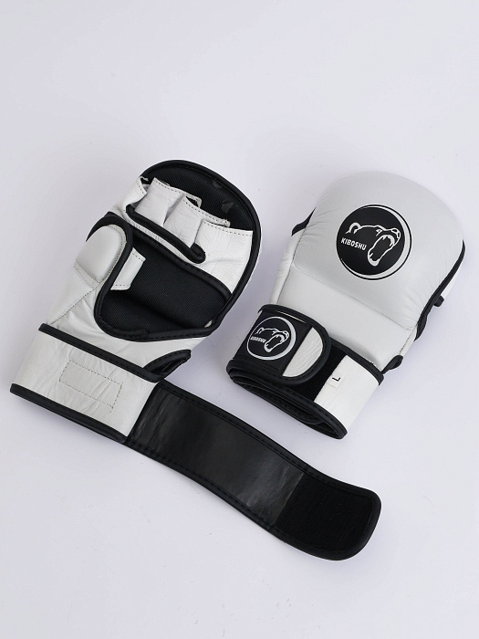 25-10 Kiboshu Перчатки ММА Training- Белые -Кожа 