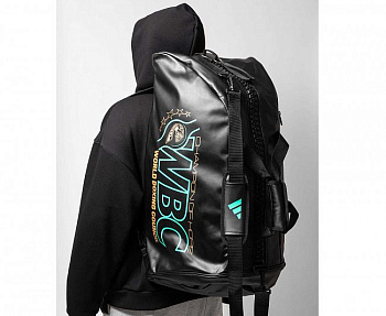 adiACC051WBC-L Сумка-рюкзак Training 2 in 1 PU Bag Boxing WBC L черно-зеленая