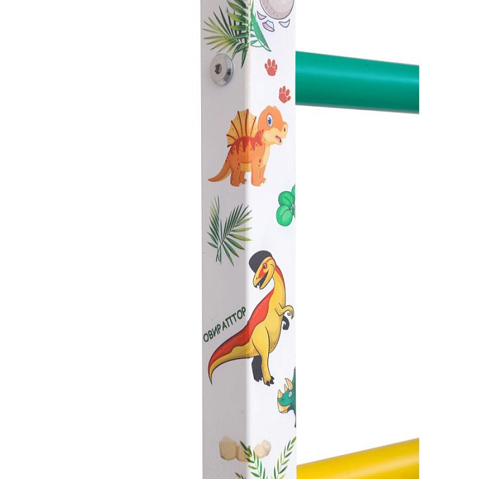 Детская шведская стенка АТЛЕТ (3 части) (Цвет: ДИНОЗАВРЫ, цвет ступеней:"светофор")