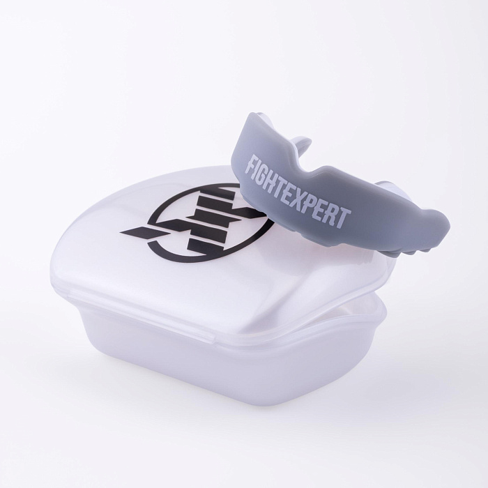 Защита рта (капа) FIGHTEXPERT ФКР с футляром (гель, резина, 12+, Серый/белый, ,)