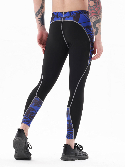 Компрессионные штаны Puncher Black Blue Line 