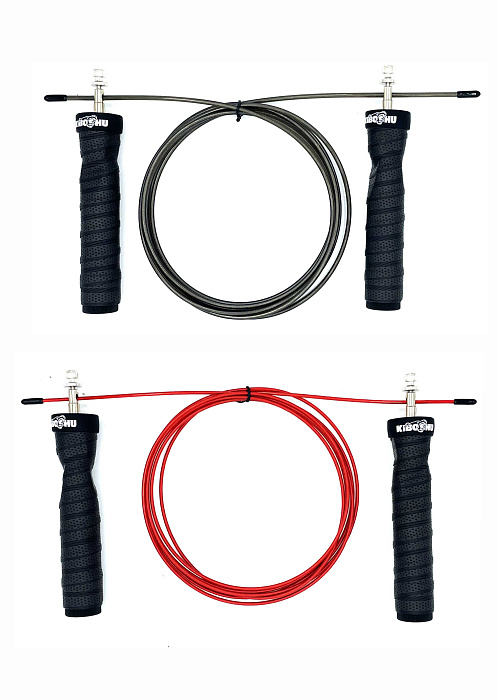 53-12 Kiboshu Скакалка Скоростная с двуя шнурами/Черный/Метал