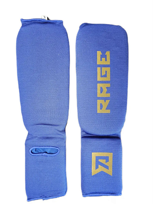 Защита голень-стопа Rage синий с золотым эласт. ткань