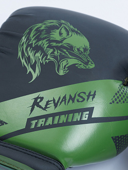 Боксерские перчатки, WOLF, кожа зам. Черно-хаки