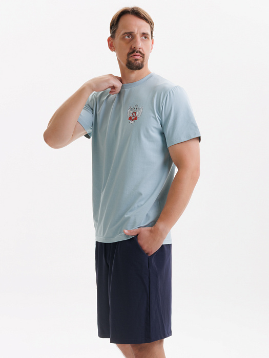 Комплект Футболка+Шорты ФБ России (голубая-синий)