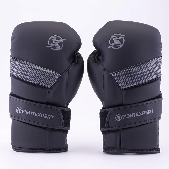 Перчатки для бокса FIGHTEXPERT Hook FX-900 (кожа Vegan100%, Черный)
