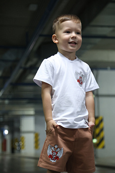 Комплект детский Футболка+Шорты ФБ России (бел., беж.)