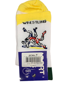 ISL0166 IMERA "WRESTLING" носки х\б белые п\н зелено жел.