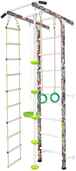 Детская шведская стенка АТЛЕТ (3 части) (Цвет: ДИНОЗАВРЫ, цвет ступеней:"светофор")