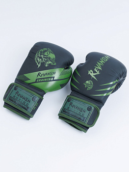 Боксерские перчатки, WOLF, кожа зам. Черно-хаки