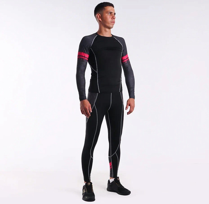 Компрессионные штаны Puncher Black Red Line