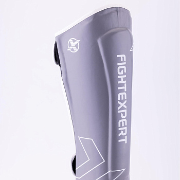 Защита голень-стопа FIGHTEXPERT Sparring (кожзаменитель, Серый)