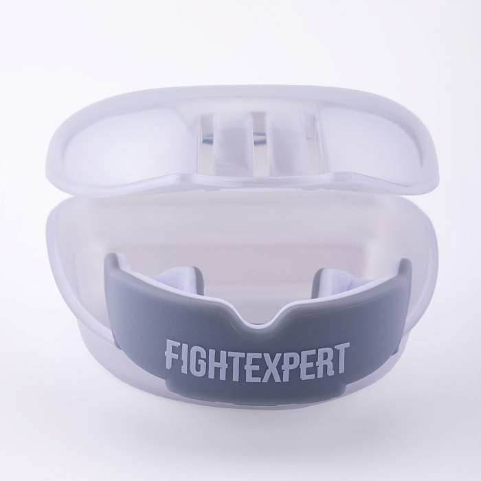 Защита рта (капа) FIGHTEXPERT ФКР с футляром (гель, резина, 12+, Серый/белый, ,)