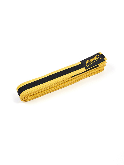 Пояс для единоборств детский MANTO BJJ TAG (желтый с черной полосой)