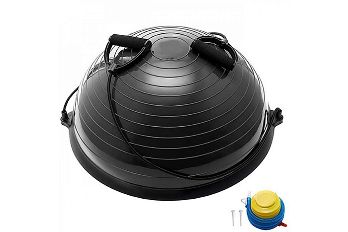 BOSU055-24 Полусфера BOSU гимнастическая, 58см., (черная) в комплекте с эспандером и насосом (B35085