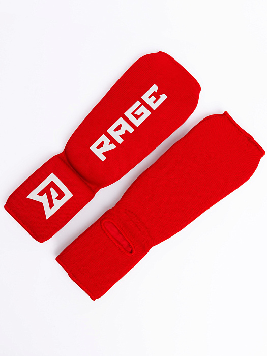 Защита голень-стопа Rage красный с белым эласт. ткань