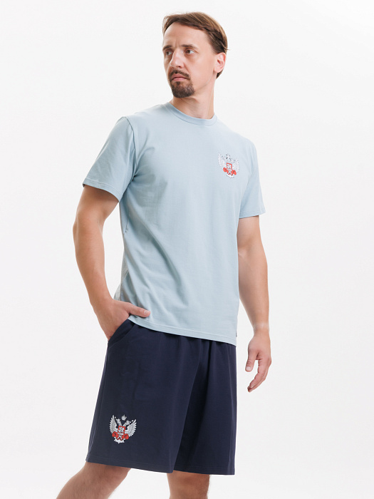 Комплект Футболка+Шорты ФБ России (голубая-синий)