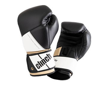 C185 Перчатки боксерские Clinch Pro NF черно-бело-золотые
