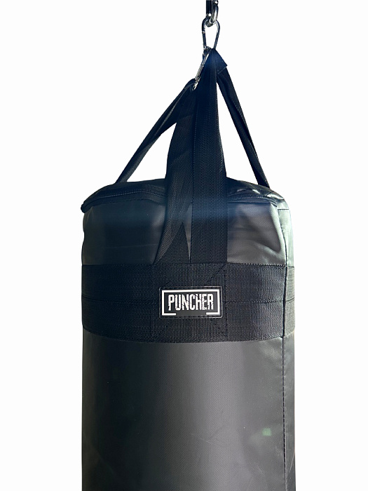 Мешок боксёрский цилиндрический 140х40 см (тент ПВХ) вставка гильза ППУ + подвесное (стропы, карабин