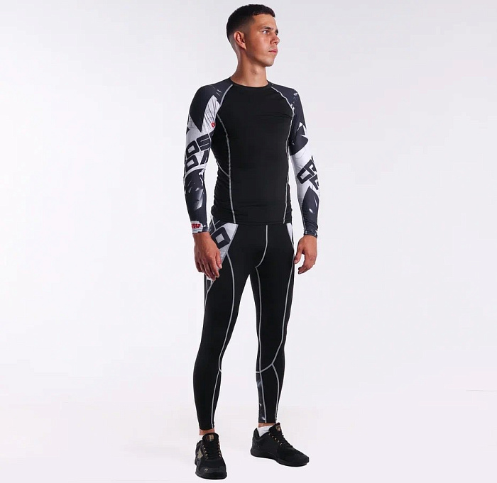 Компрессионные штаны Puncher Black White Line 