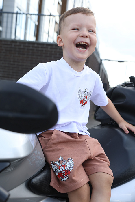 Комплект детский Футболка+Шорты ФБ России (бел., беж.)