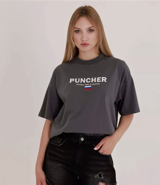 Футболка оверсайз PUNCHER 5545 серый