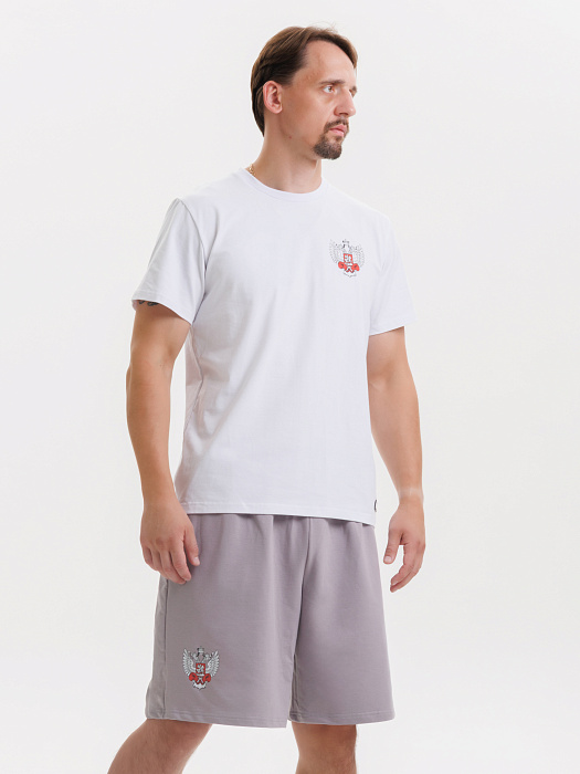 Комплект Футболка+Шорты ФБ России (белый-серый)