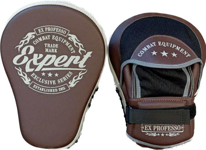 Тренерские лапы Fight Expert Vintage Fusion (кожа Vegan100%, Коричневый/серый) 