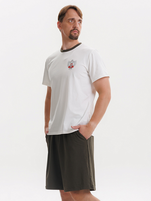 Комплект Футболка+Шорты ФБ России (пломбир-хаки)