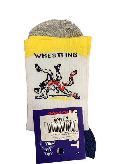 ISL016 IMERA "WRESTLING" носки х\б белые п\н сине жел.