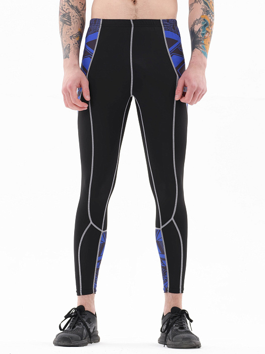Компрессионные штаны Puncher Black Blue Line 