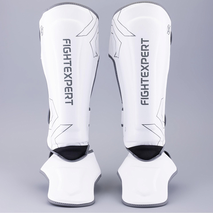 Защита голень-стопа FIGHTEXPERT Sparring (кожзаменитель, Белый)
