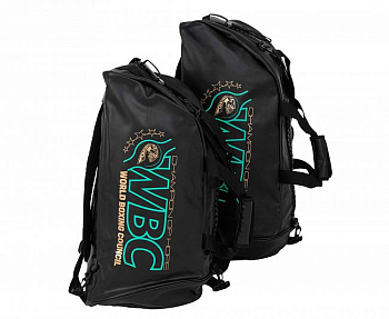 adiACC051WBC-L Сумка-рюкзак Training 2 in 1 PU Bag Boxing WBC L черно-зеленая