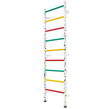 Детская шведская стенка АТЛЕТ (3 части) (Цвет: ДИНОЗАВРЫ, цвет ступеней:"светофор")