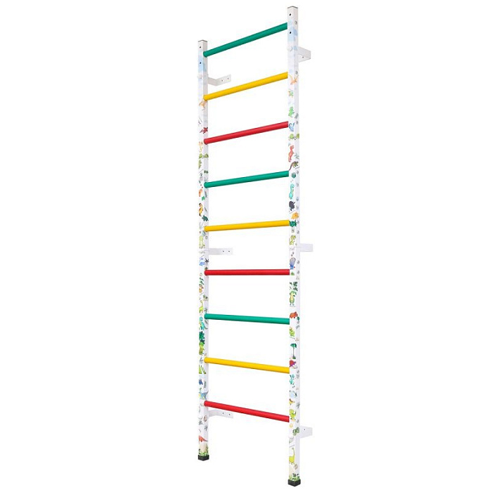 Детская шведская стенка АТЛЕТ (3 части) (Цвет: ДИНОЗАВРЫ, цвет ступеней:"светофор")