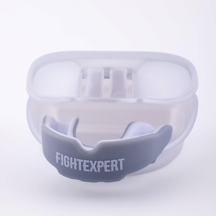 Защита рта (капа) FIGHTEXPERT ФКР с футляром (гель, резина, 12+, Серый/белый, ,)