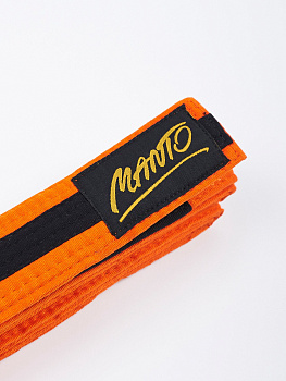 Пояс для единоборств детский MANTO BJJ TAG (оранжевый с черной полосой)