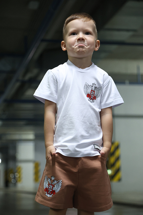 Комплект детский Футболка+Шорты ФБ России (бел., беж.)