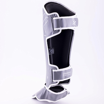 Защита голень-стопа FIGHTEXPERT Sparring (кожзаменитель, Серый)