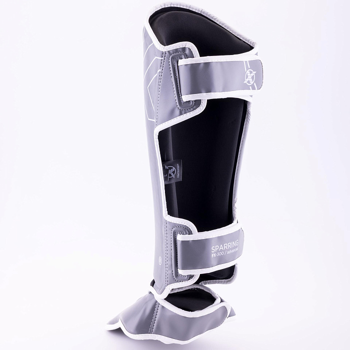 Защита голень-стопа FIGHTEXPERT Sparring (кожзаменитель, Серый)
