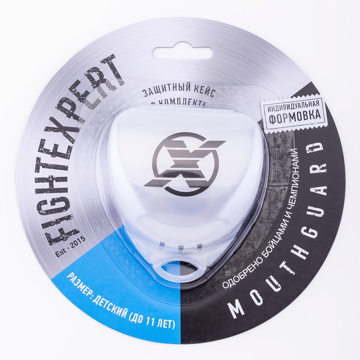 Защита рта (капа) FIGHTEXPERT ФКР с футляром (гель, резина, 12+, Серый/белый, ,)
