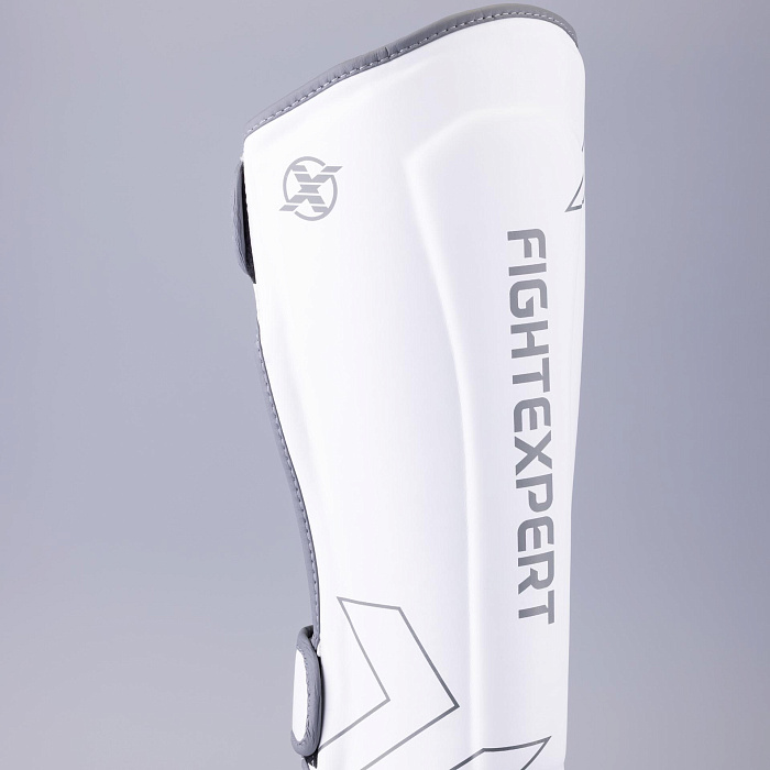 Защита голень-стопа FIGHTEXPERT Sparring (кожзаменитель, Белый)