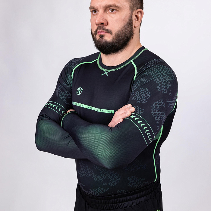 Рашгард с коротким рукавом FIGHTEXPERT COMBAT Black / Green