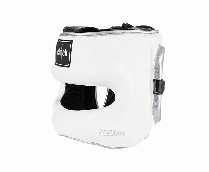 C149 Шлем для единоборств с бампером Clinch Face Guard бело-серебристый