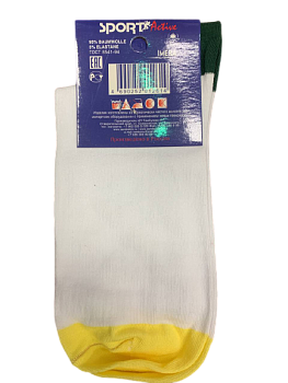 ISL0166 IMERA "WRESTLING" носки х\б белые п\н зелено жел.