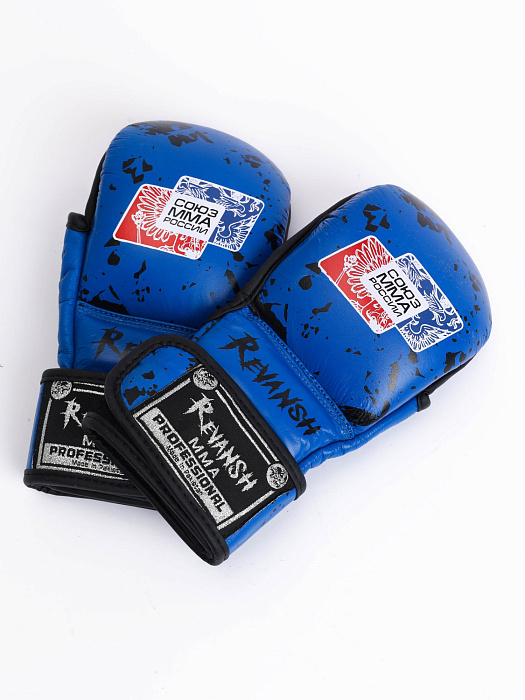 Перчатки HYBRID REVANSH СОЮЗ ММА РОССИИ, синий, кожа